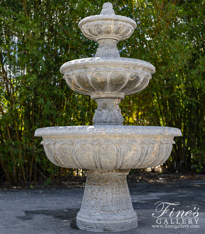 Search Result For Marble Fountains  - Stunning Three Tiered Fountain In Solid Hand Carved Granite - MF-2020